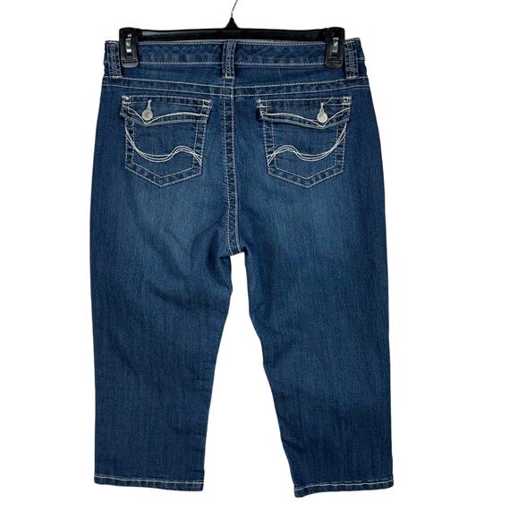 Lee SZ 12 Medium Slender Secret Jean Capris Mid-Rise Stretch Zip-Fly Pocket Blue - Picture 5 of 10